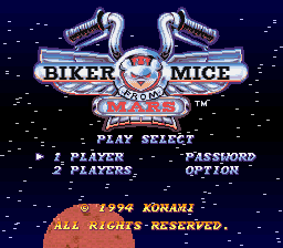 Biker Mice from Mars (Europe) Title Screen